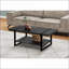 Table basse 48 po de style industriel-campagne noir pour le salon, tablette fixe et amp; Pieds en métal stables