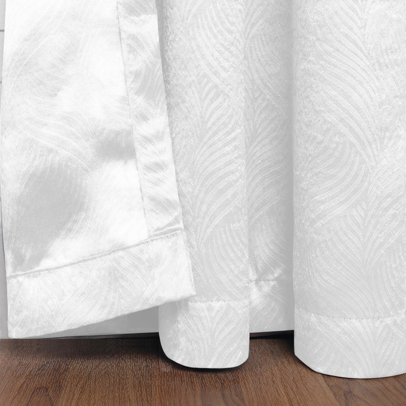 Vedder Geometric Room Darkening Thermal Curtain Panels, 52" W x 96" L, Snow White