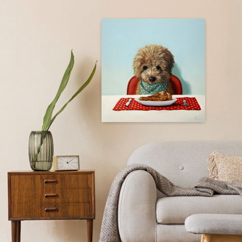 Art contemporain chiot chiot chow, H 24 po x l 24 po