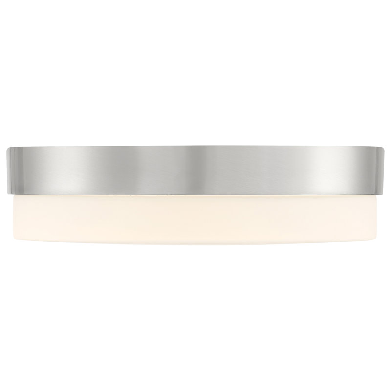 Jamita Glass LED Flush Mount, Brushed Steel, 3" H x 14" W x 14" D