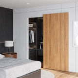 Apply for 32-48'' Door Width Single Aluminum Barn Door Hardware Kit (with Soft Close Mechanism, Door Not Include)