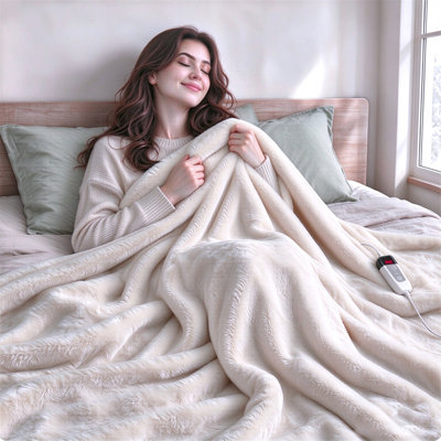Jeté chauffant électrique multifonctionnel, 9 réglages de chaleur, couverture chauffante en peluche avec minuterie et arrêt automatique, couverture chaude surdimensionnée pour canapé, chambre à coucher, bureau, soirées cinéma
