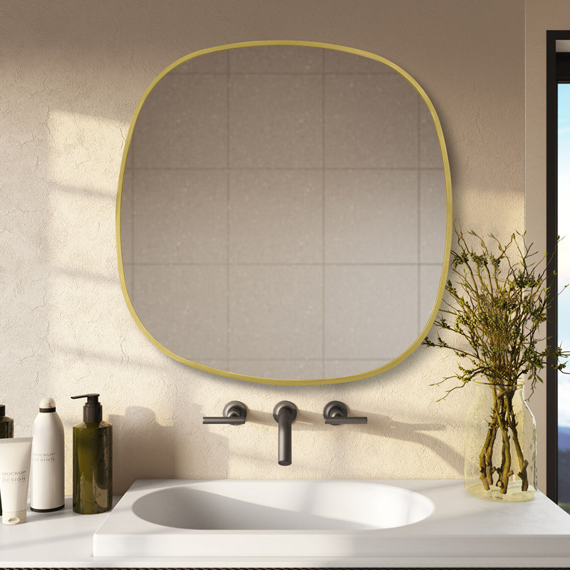 Deborahh Metal Mirror, 28" x 28", Gold