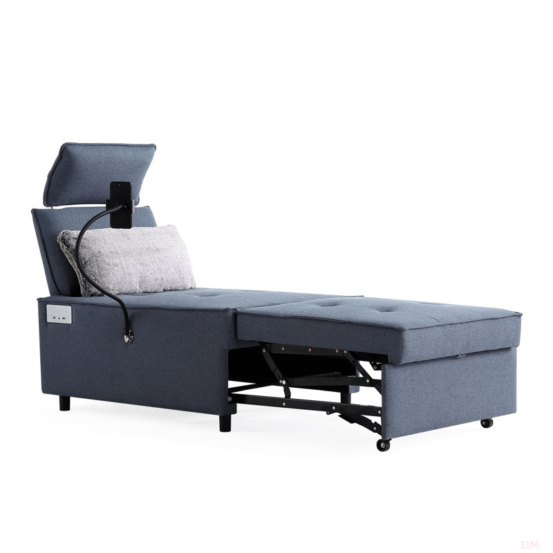 3 In 1 Sofa Bed,Speaker Chair, Reclining Sleeper Sofa Bed,Futon With Bluetooth Speaker 2 USB Port, Phone Holder Accent Chair, Functional Backcushion And Headrest, Waterproof Fabric,Faux Fur Pillow.