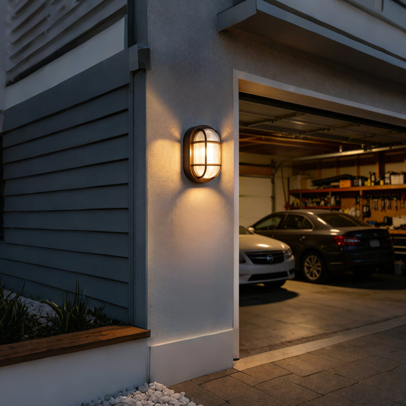 Luminaire à cloison ovale d'extérieur intégré en verre givré à DEL intégré