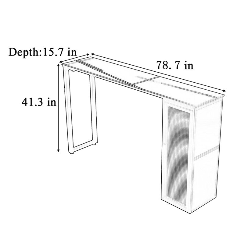 Table de bar longue Rock Plate, Noir, noir, noir, noir, H 41,30 po x L 78,70 po x l 15,70 po