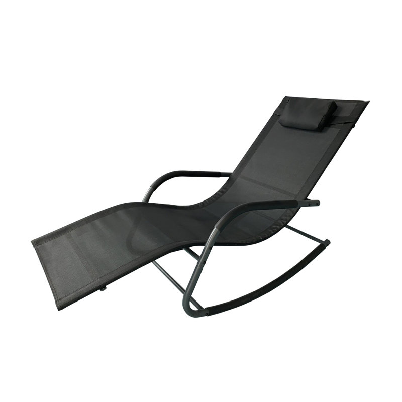Pearsall 147cm Long Reclining Single Chaise with Cushions, Black