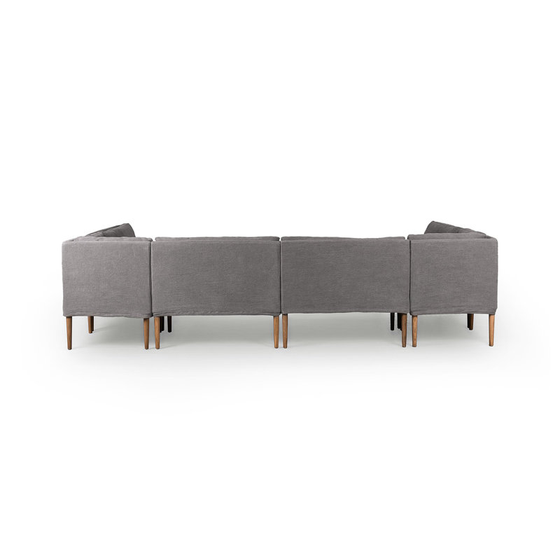 Aurelia 6-Piece Sectional, Broadway Coffee Linen, 34.5" H x 131" W x 75" D