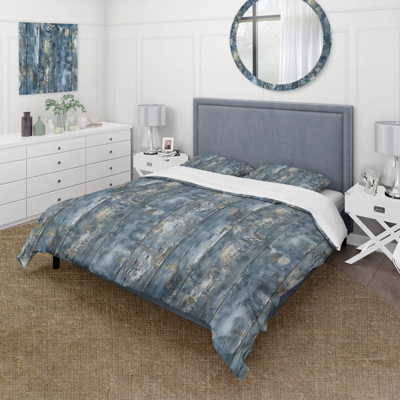 Ensemble de housse de couette bleu-gris patiné II, Housse de couette très grand + 2 taies décorativ