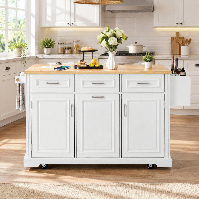64.57 " W Kitchen Island, White