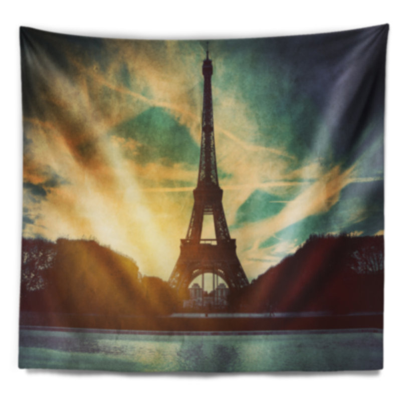 Paris tapisserie de style rétro de la tour eiffel Cityscape, H 68 po x l 80 po