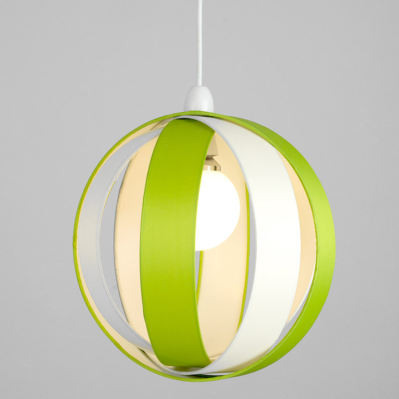 29cm H Cotton Round Pendant Shade ( Screw On ), Green / Cream