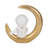 Matteen Astronaut Figurine Resin Polyresin Crescent Moon Design Metallic Red Accents Glam Decor for Home Office Bedroom Living Room Tabletop or Shelf Display - 7" White & Gold