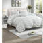 Ensemble de literie bleu pour lit double/queen, couette florale froncée en microfibre pour chambre à coucher