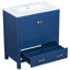 Armoire de rangement de salle de bain bleue 30 po. Lavabo simple en céramique et en céramique. Portes, meuble-lavabo de style contemporain avec cadre. Rangement spacieux. Charnières 2 1 tiroir. Moderne-1492399484