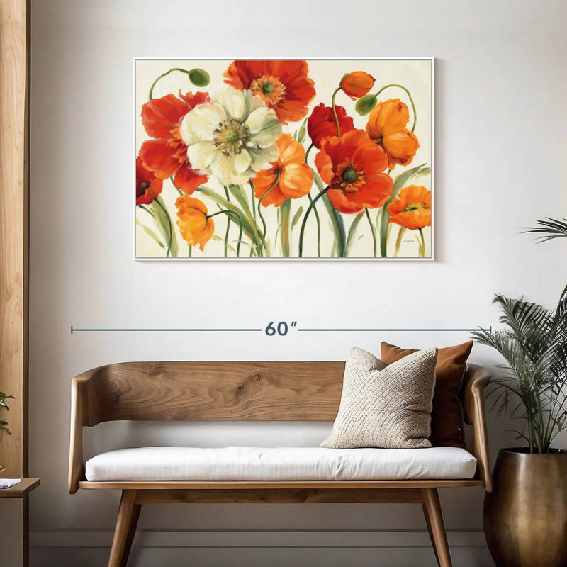 Mélodie des coquelicots, Cadre flottant blanc, 43 po x 29 po