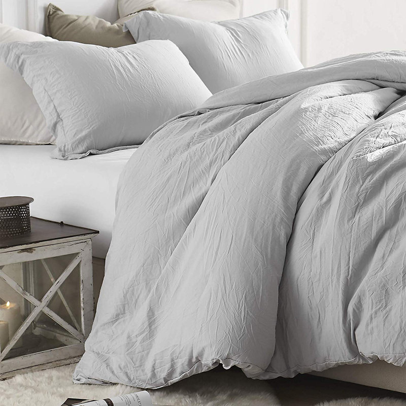  Ensemble de housse de couette surdimensionné en microfibre prélavée gonflant Natural, Gris glacé
