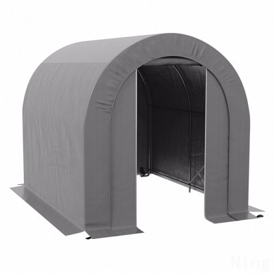 6' X 8' Garden Storage Tent, Heavy Duty Outdoor Shed, Waterproof Portable Shed Storage Shelter With Galvanized Metal Frame For Bike, Motorcycle, Garden Tools, Gray
