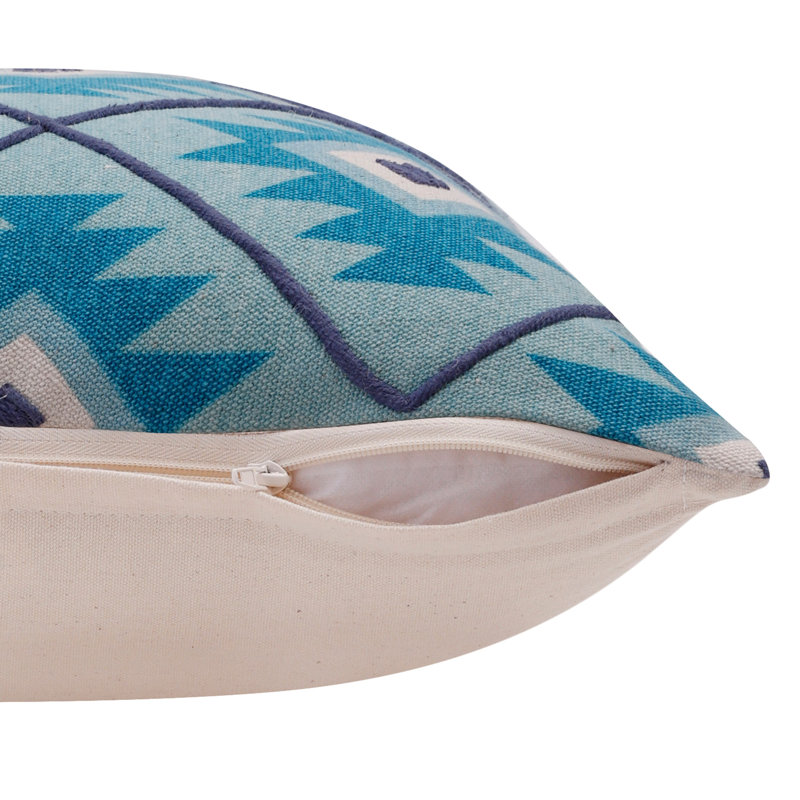 Sedona Textured Cotton Throw Pillow, Blue/White, Polyester
