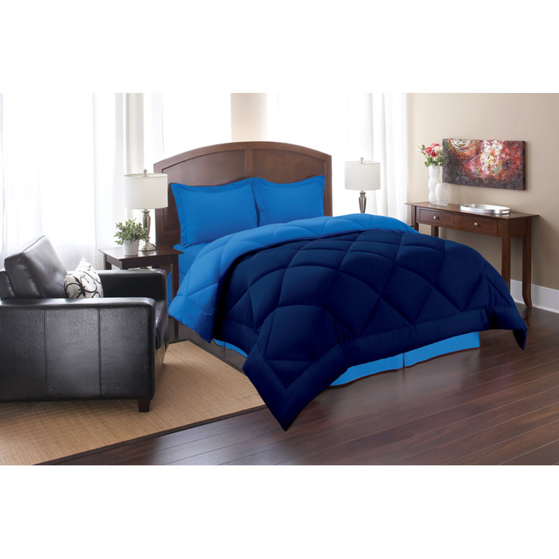 Ensemble d'édredon réversible 3 pièces, Double / grand, Marine/Aqua