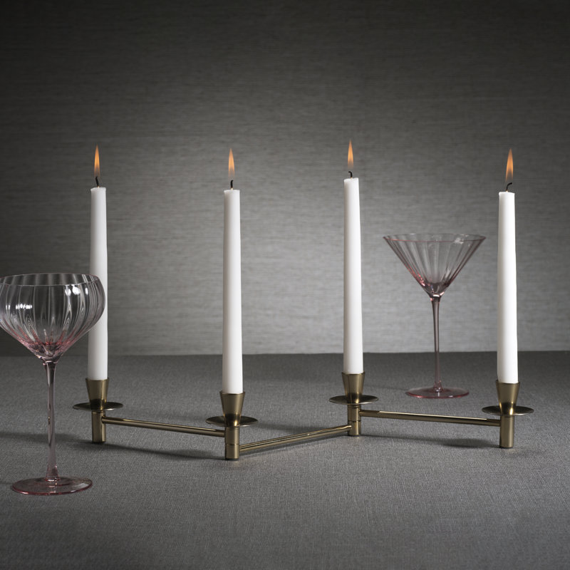 Méduse Expandable 4-Piece Taper Candle Holder Set, Gold