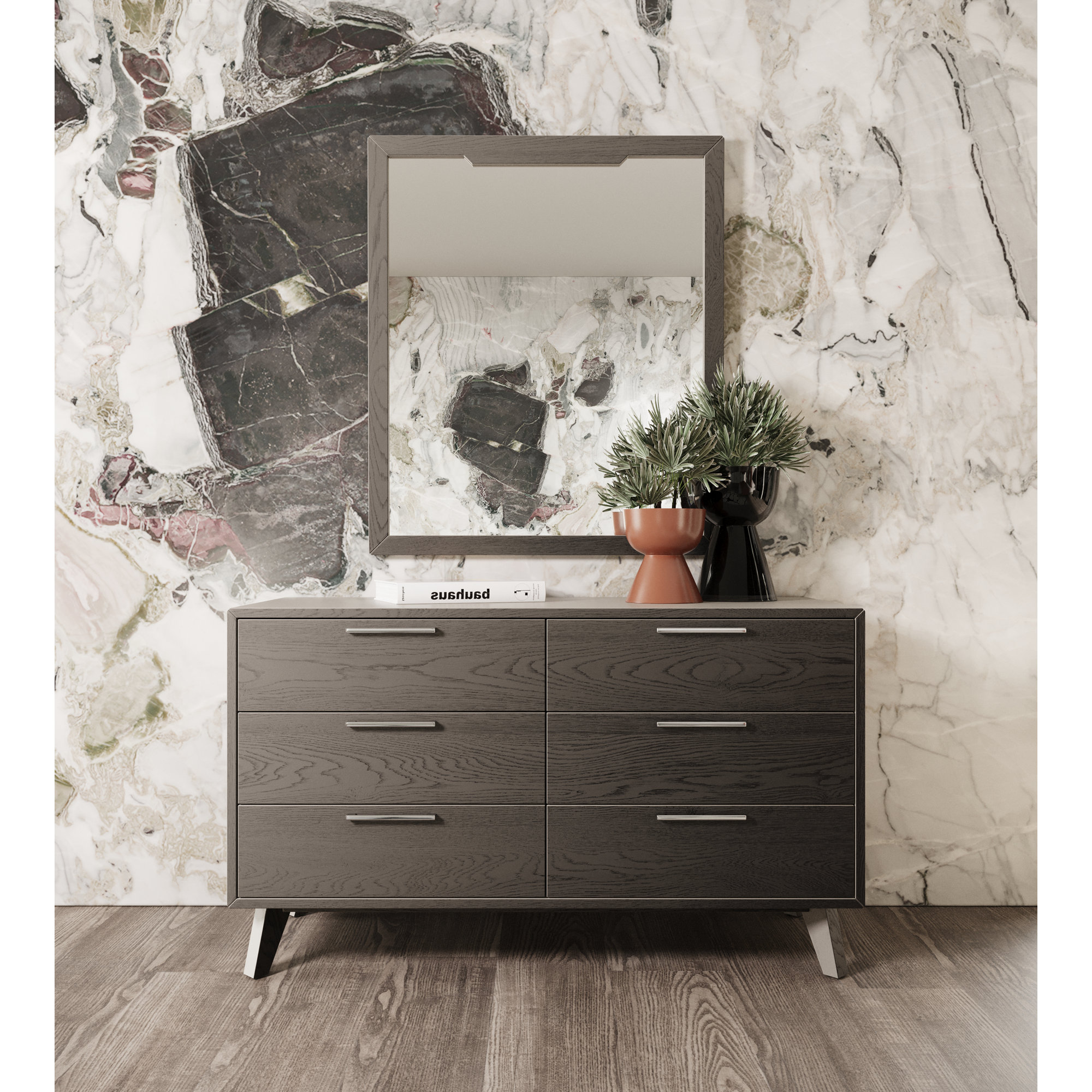 Glow Rectangle Wall Mirror, Gray Wash