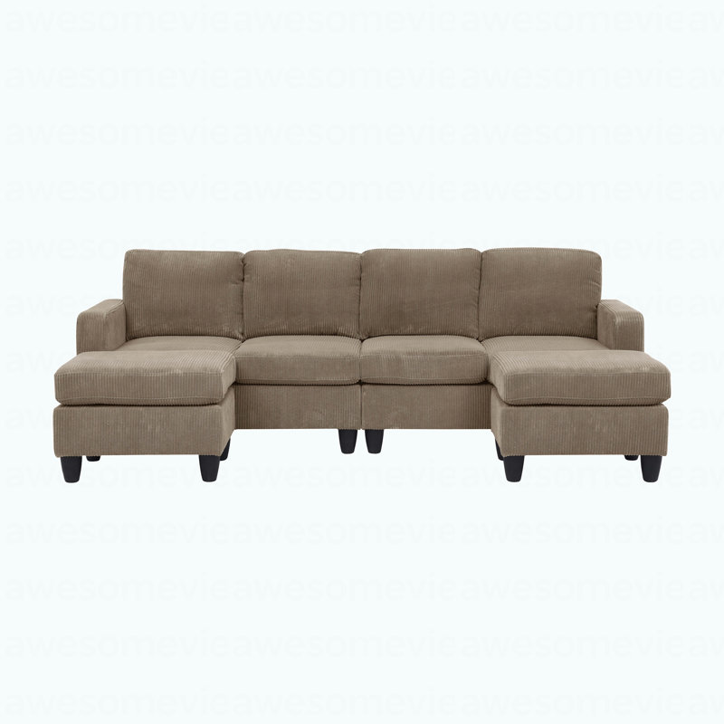 Modern Modular Corduroy Sectional Sofa With Ottoman