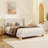 Velvet Bed with Round Wooden Legs-376806554-376806535