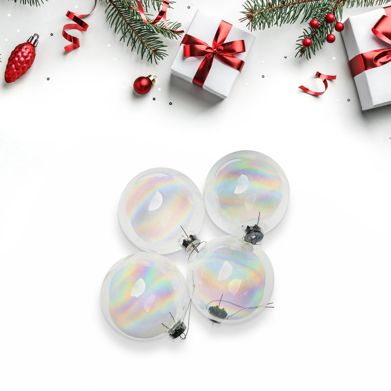 Ornement boule de Noël en verre à 2 finitions, Irisé