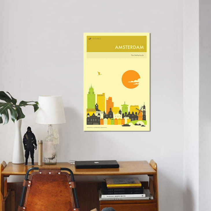 « amsterdam horizon », impression sur toile, H 12 po x l 8 po x P 0,75 po, Pas de tapis, Toile tendue