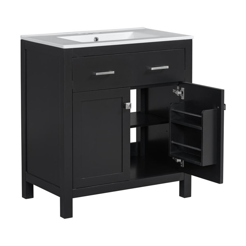 Meuble-lavabo double 60 po, Noir