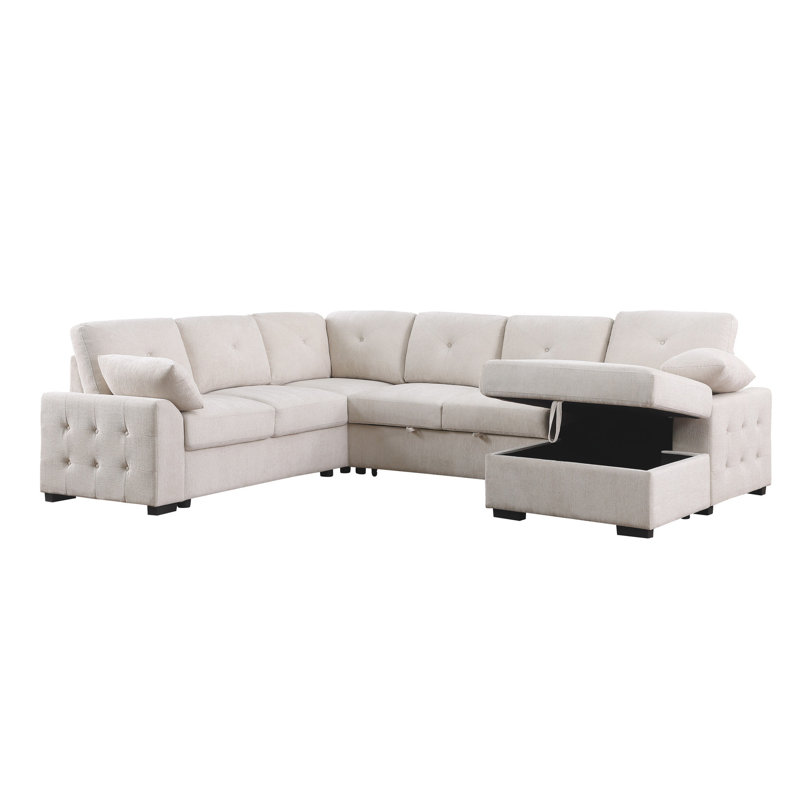 Canapé modulaire en forme de L avec méridienne coulissante et rangement en tissu d'ameublement gris foncé