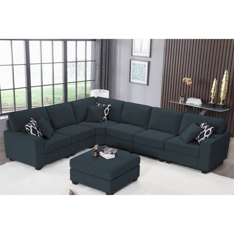 Canapé modulaire 8 pièces Rahyl, Mélange de polyester gris anthracite