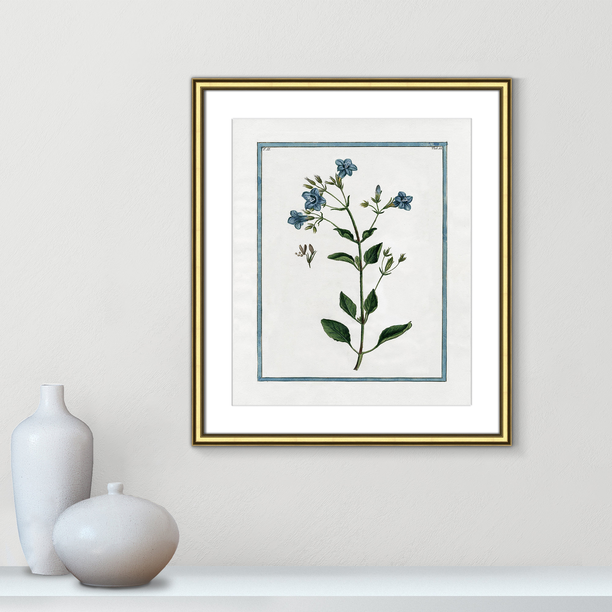 Shabby Elegance Botanical II - Framed Art, 17.25" W x 20.25" H, Gold Framed