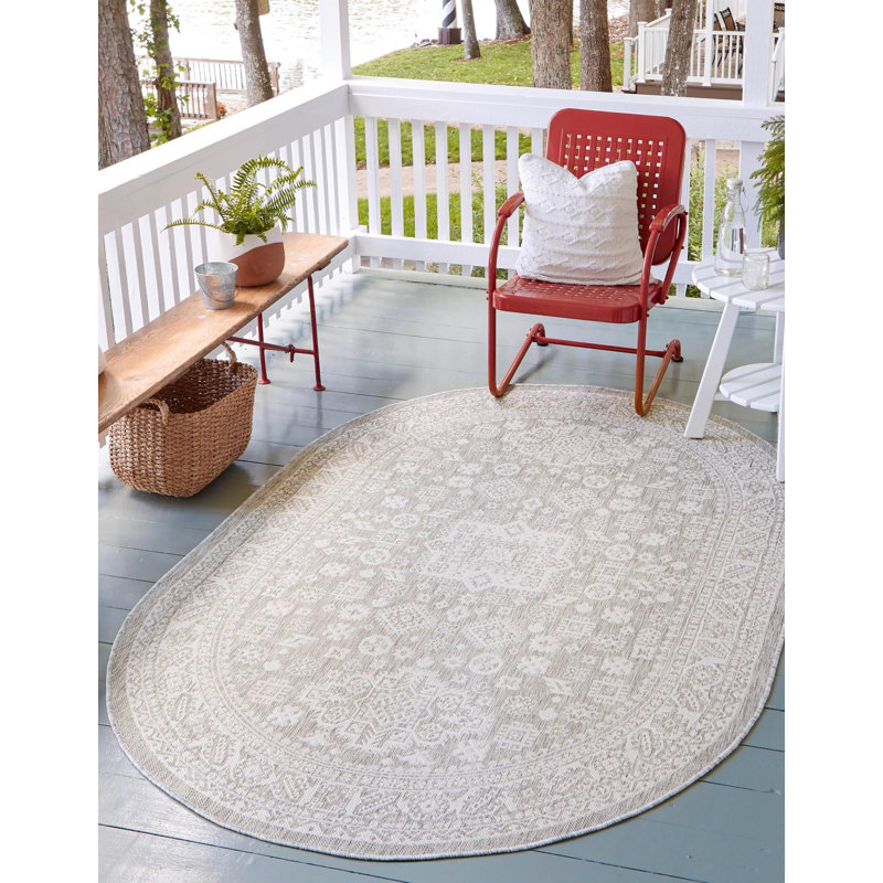 Tapis intérieur / extérieur beige Danera, Ovale 3 pi 3 po x 5 pi 3 po