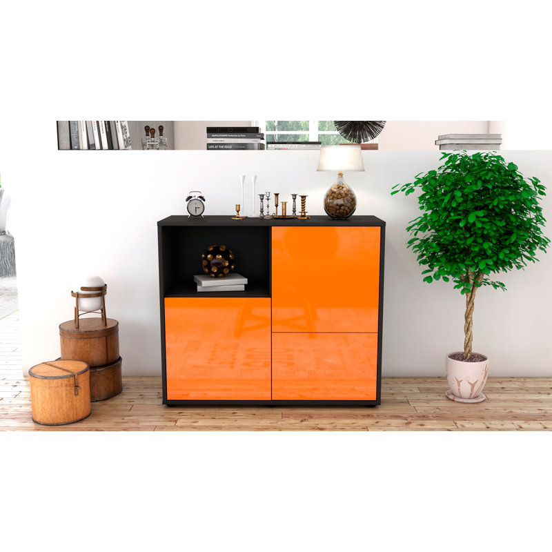 Powhattan 92cm Sideboard, Anthracite/High-gloss orange