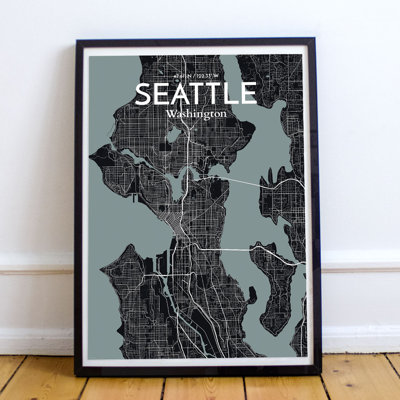 Seattle City Map - Unframed Graphic Art Print on Paper