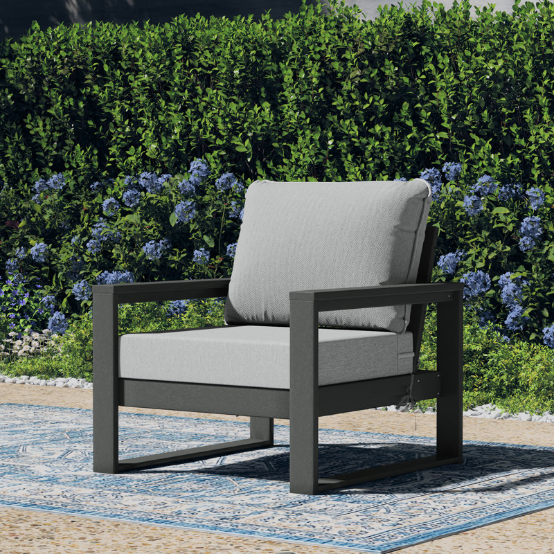 Patio Deep Seating Club Chair With Frame, Gray, Light Gray