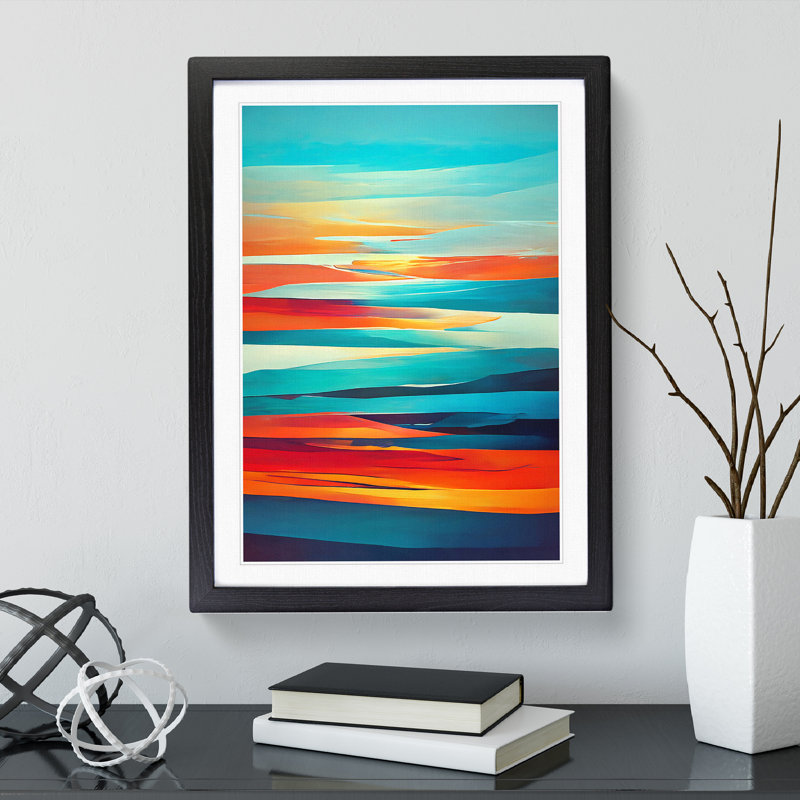 XV1022-416X Abstract Sunset No.6 - Single Picture Frame Print, 34cm H x 25cm W x 2cm D, Black