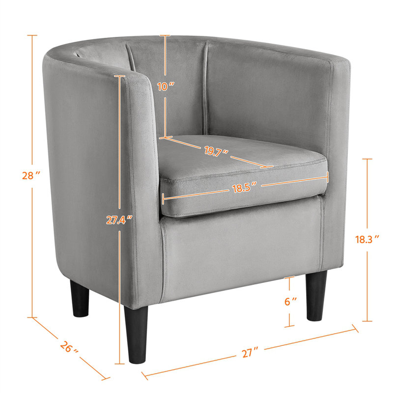 Fauteuil en velours revêtu de tonneau, Velours gris velours