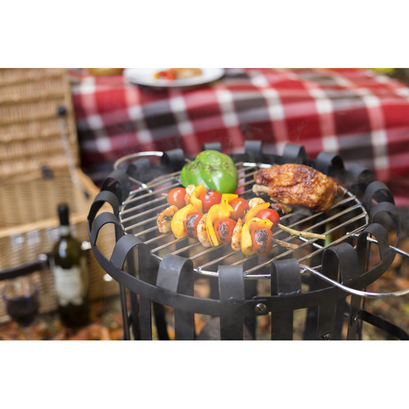 La Hacienda Vancouver Fire Pit Basket Bowl BBQ Grill Black Steel