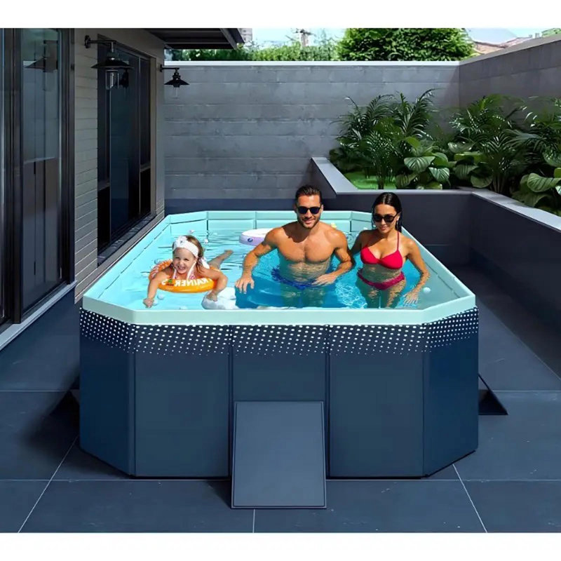 Piscine pliante gonflable en PVC, 100.78" L x 65.74" W x 19.68" H