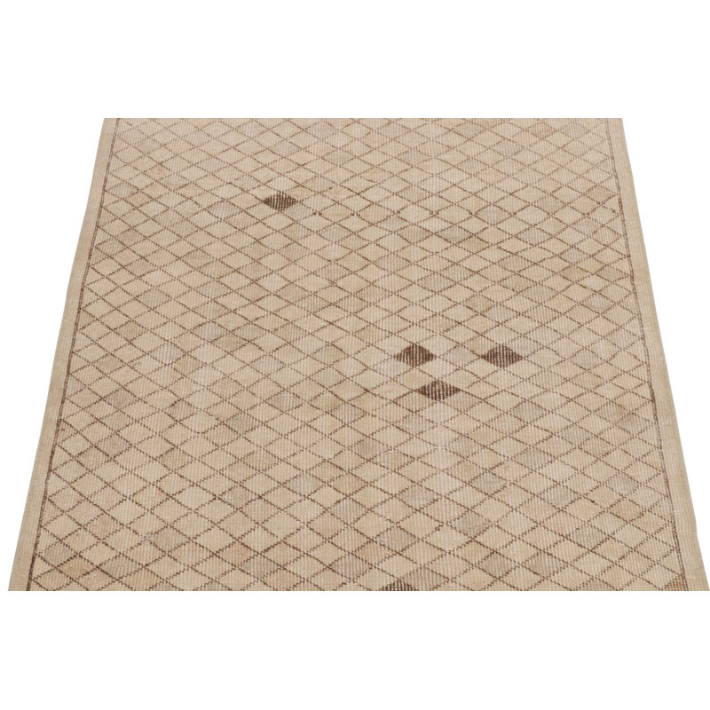 Pasha Wool Geometric Area Rug in Beige/Brown