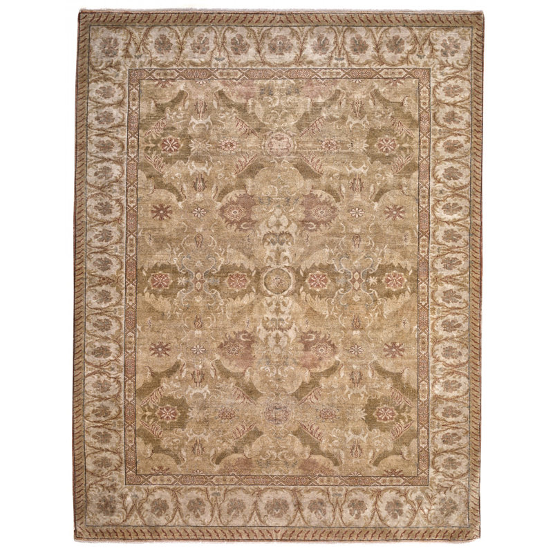 Tapis brun / ivoire noué à la main 9 pi 1 po x 11 pi 6 po Anatolian