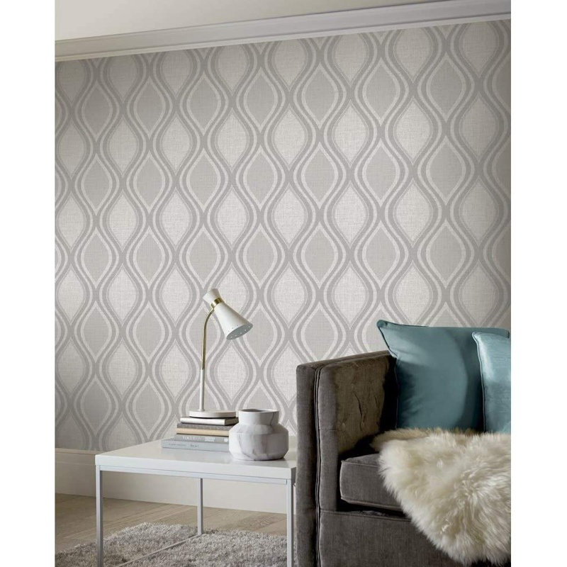 Erino 10.05m x 53cm Textured Matte Wallpaper Roll, Grey