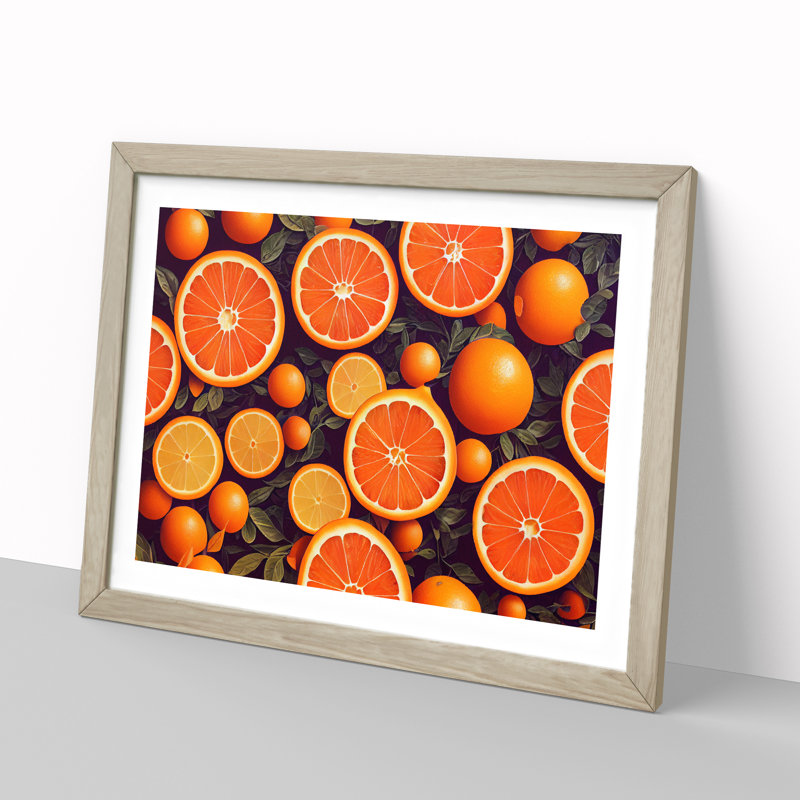 Sliced Orange Fruit - Framed Print, 46cm H x 64cm W x 2cm D, Oak