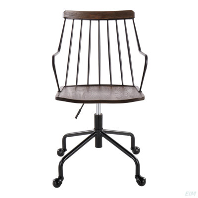 Farmhouse Adjustable Office Chair In Black Metal And Walnut Wood By Lumisource