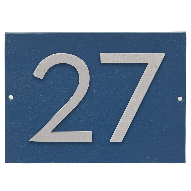 Plaque d’adresse murale sur 1 ligne flottante, Bleu mer, Aluminium brossé, Oui