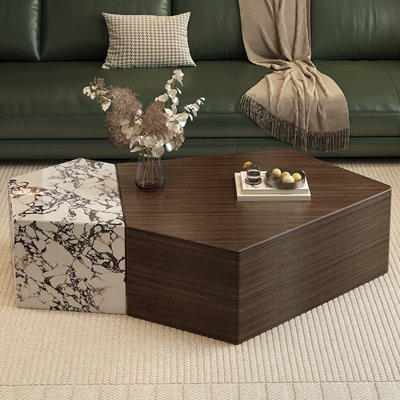 Ensemble de tables basses géométriques en acier inoxydable ardoise