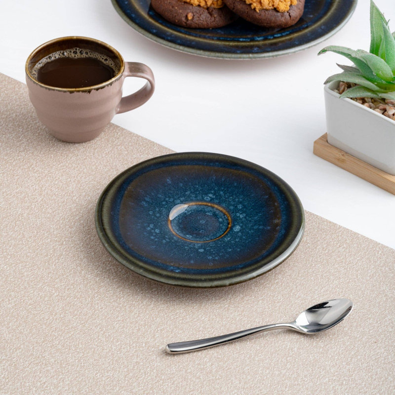 Soucoupe en porcelaine | Splash denim, 5,12 x 5,12 x 0,59 po
